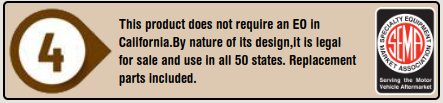 This product does not require an EO in California.By nature of its design,it is legal for sale and use in all 50 states. Replacement parts included